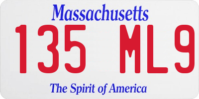 MA license plate 135ML9