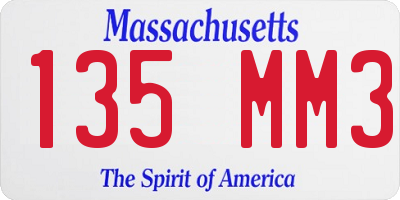 MA license plate 135MM3
