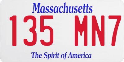 MA license plate 135MN7