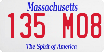 MA license plate 135MO8