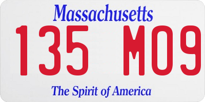 MA license plate 135MO9
