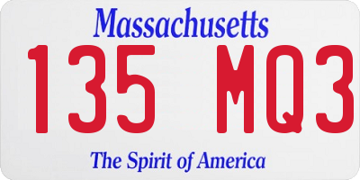 MA license plate 135MQ3