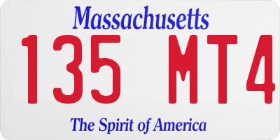 MA license plate 135MT4