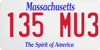 MA license plate 135MU3