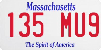 MA license plate 135MU9