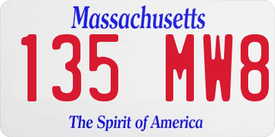 MA license plate 135MW8