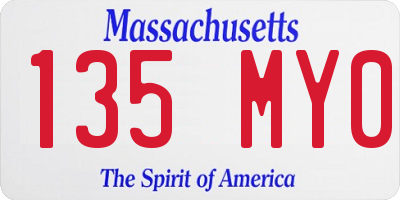 MA license plate 135MY0