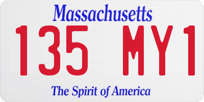 MA license plate 135MY1