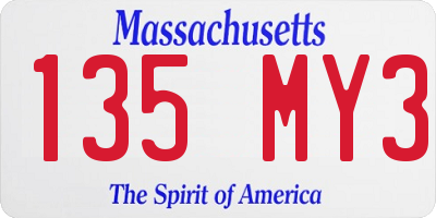 MA license plate 135MY3