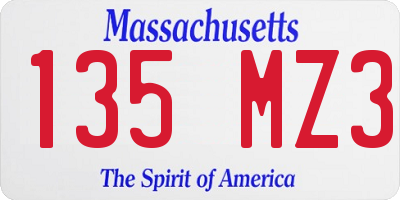 MA license plate 135MZ3