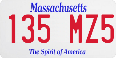 MA license plate 135MZ5