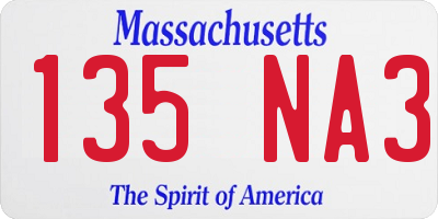 MA license plate 135NA3