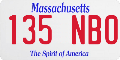 MA license plate 135NB0