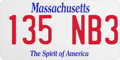 MA license plate 135NB3
