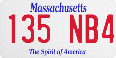 MA license plate 135NB4
