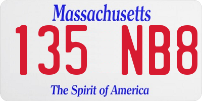 MA license plate 135NB8