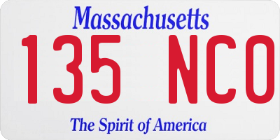 MA license plate 135NC0