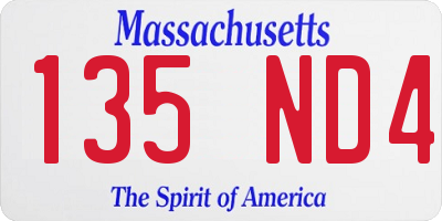 MA license plate 135ND4