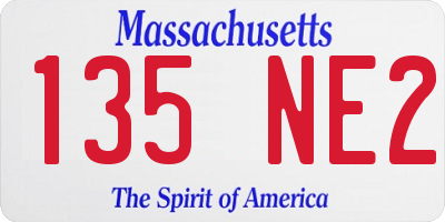 MA license plate 135NE2