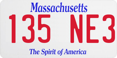 MA license plate 135NE3