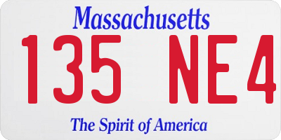 MA license plate 135NE4