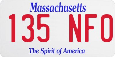 MA license plate 135NF0