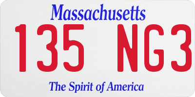 MA license plate 135NG3