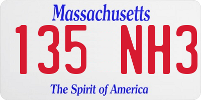 MA license plate 135NH3