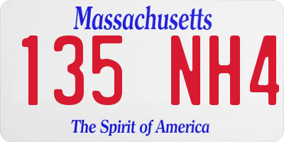 MA license plate 135NH4