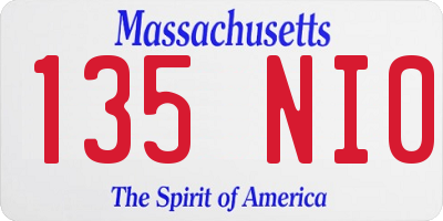 MA license plate 135NI0