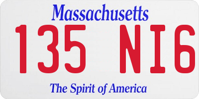 MA license plate 135NI6