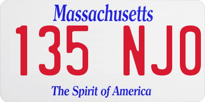 MA license plate 135NJ0