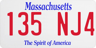 MA license plate 135NJ4
