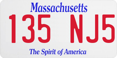MA license plate 135NJ5