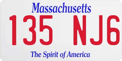 MA license plate 135NJ6