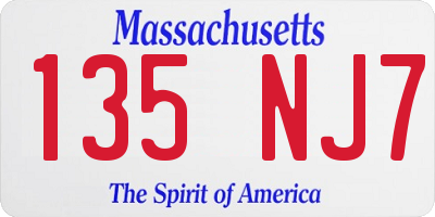 MA license plate 135NJ7