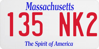 MA license plate 135NK2