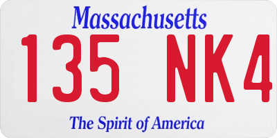 MA license plate 135NK4