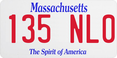 MA license plate 135NL0