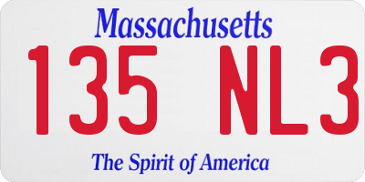 MA license plate 135NL3