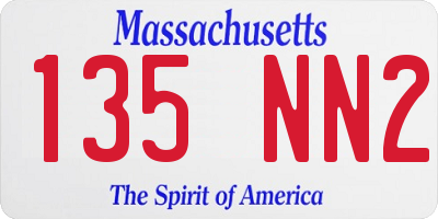 MA license plate 135NN2