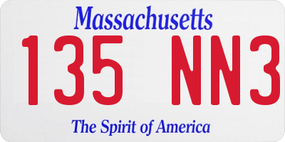 MA license plate 135NN3