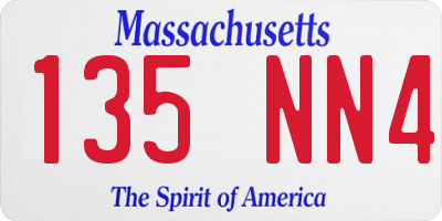 MA license plate 135NN4