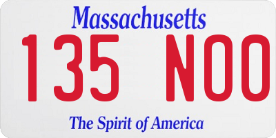 MA license plate 135NO0