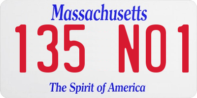 MA license plate 135NO1