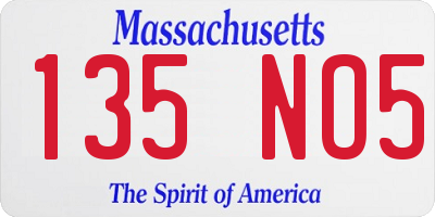 MA license plate 135NO5