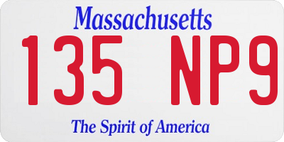 MA license plate 135NP9