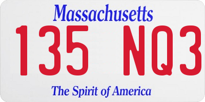 MA license plate 135NQ3