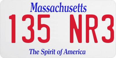 MA license plate 135NR3