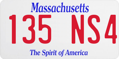 MA license plate 135NS4